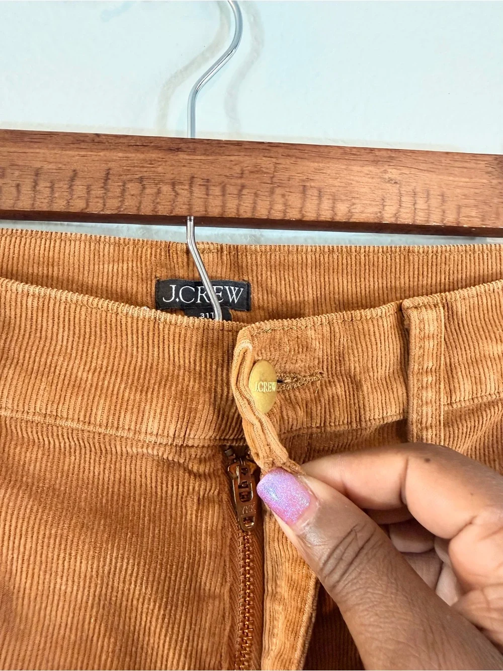 J. Crew Straight Leg Stretch Corduroy Pant Size 31 Tall Camel Brown Patch Pocket
